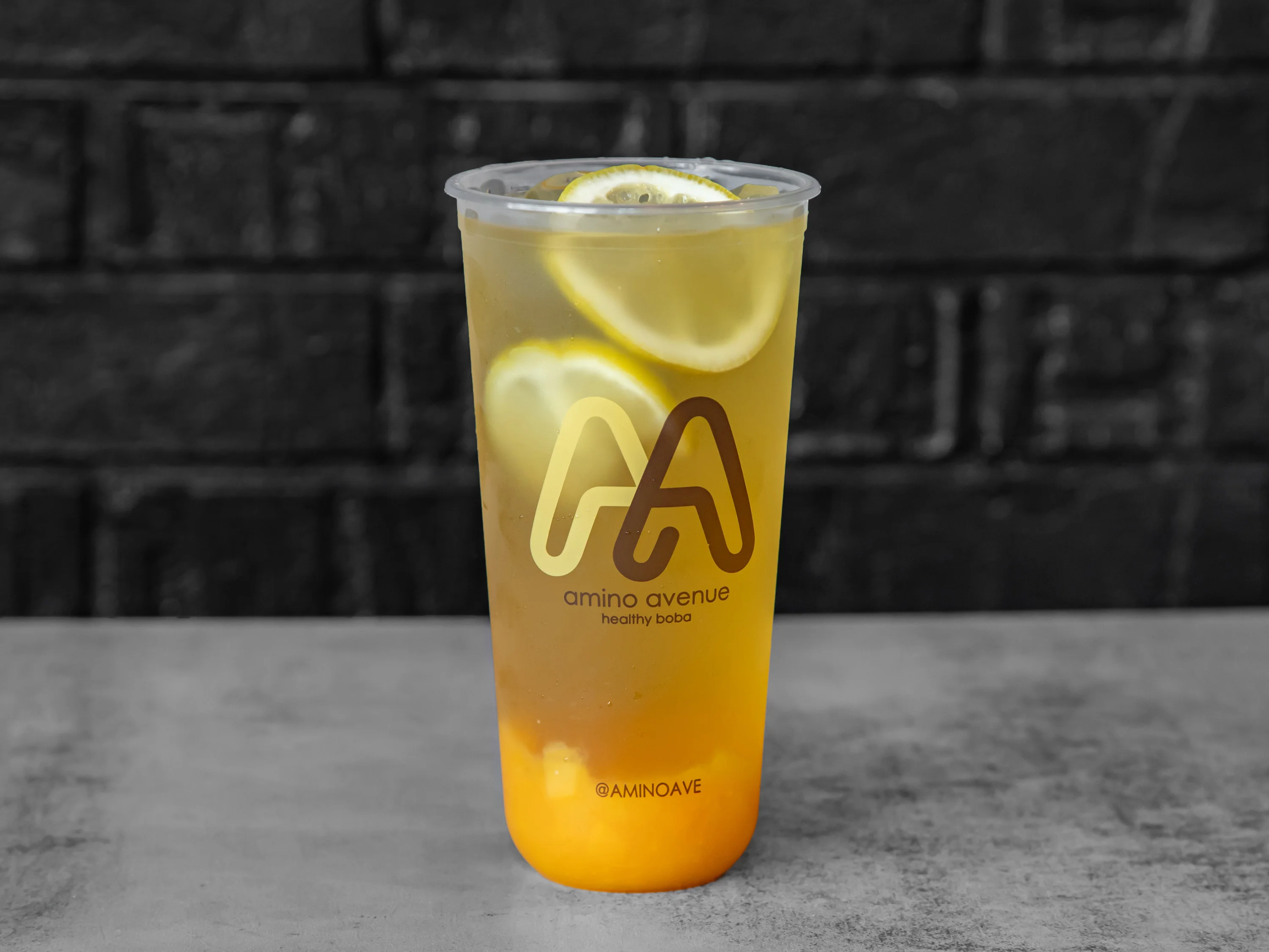 Refreshing lemon iced tea in a clear cup