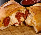 Pepperoni calzone served with marinara sauce