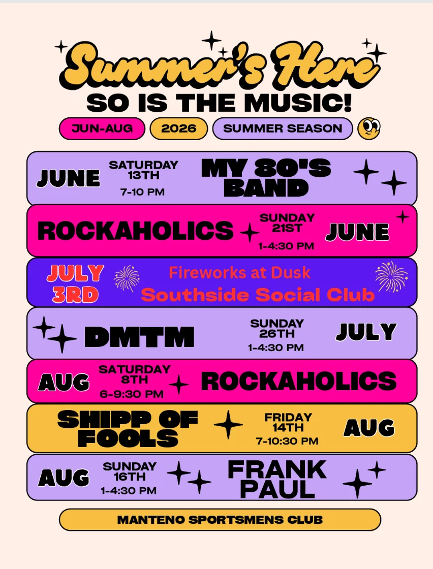 Promotional image for summer bands at a restaurant event.