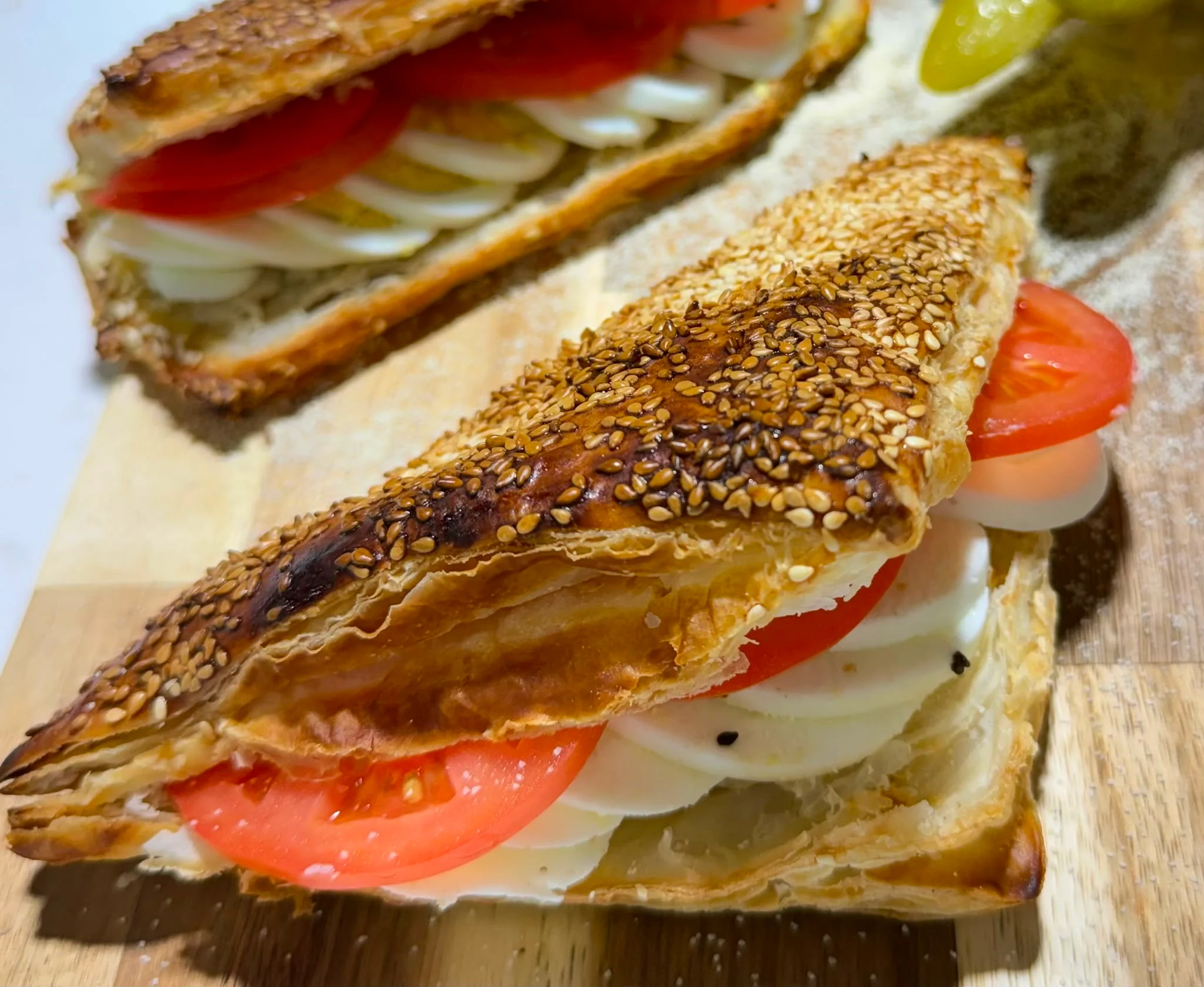 Mefuneket - Big Burekas With Hard Boiled Egg And Tomato