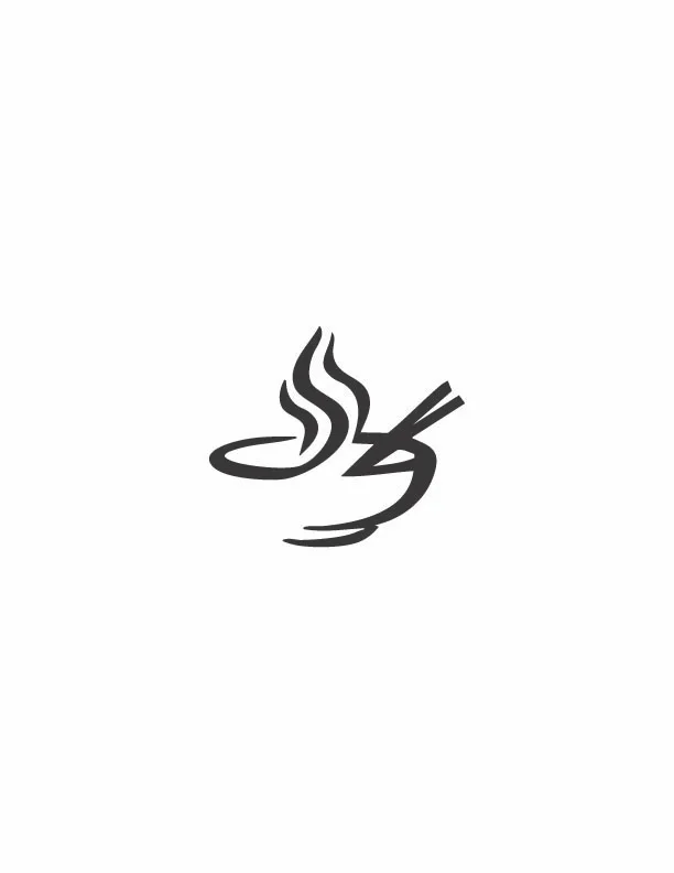 Stylized bowl of ramen with steam and chopsticks