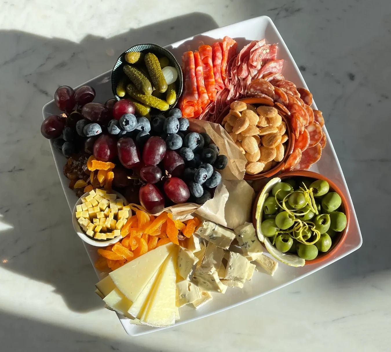 Artisanal charcuterie board with assorted meats and cheeses