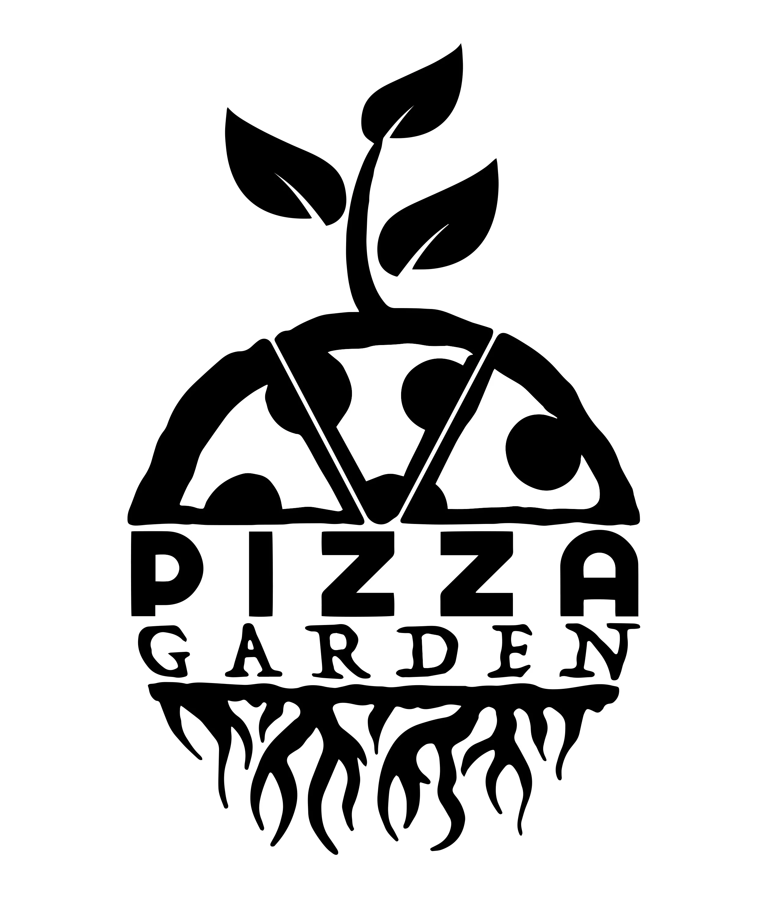 Logo of Pizza Garden featuring a pizza and plant design