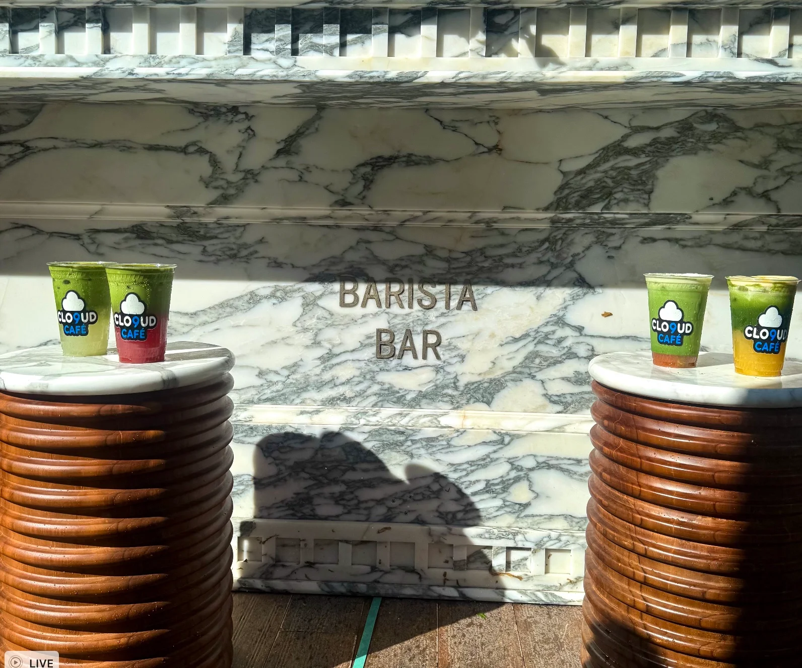 Colorful drinks at a stylish barista counter