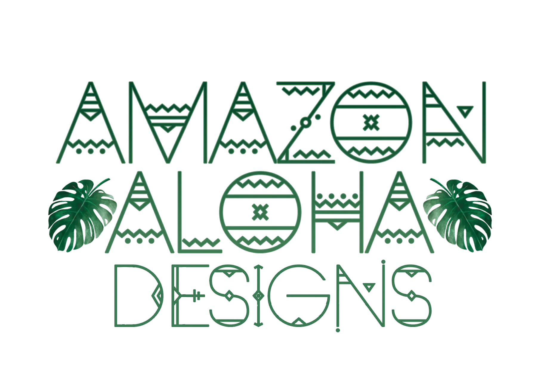 Logo for Amazon Aloha Designs featuring tropical elements