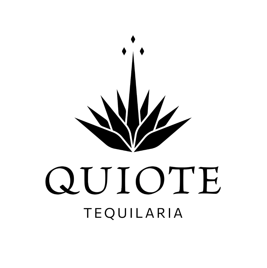 A stylized black and white logo featuring a prominent agave plant design above the words 'QUIOTE TEQUILARIA'.