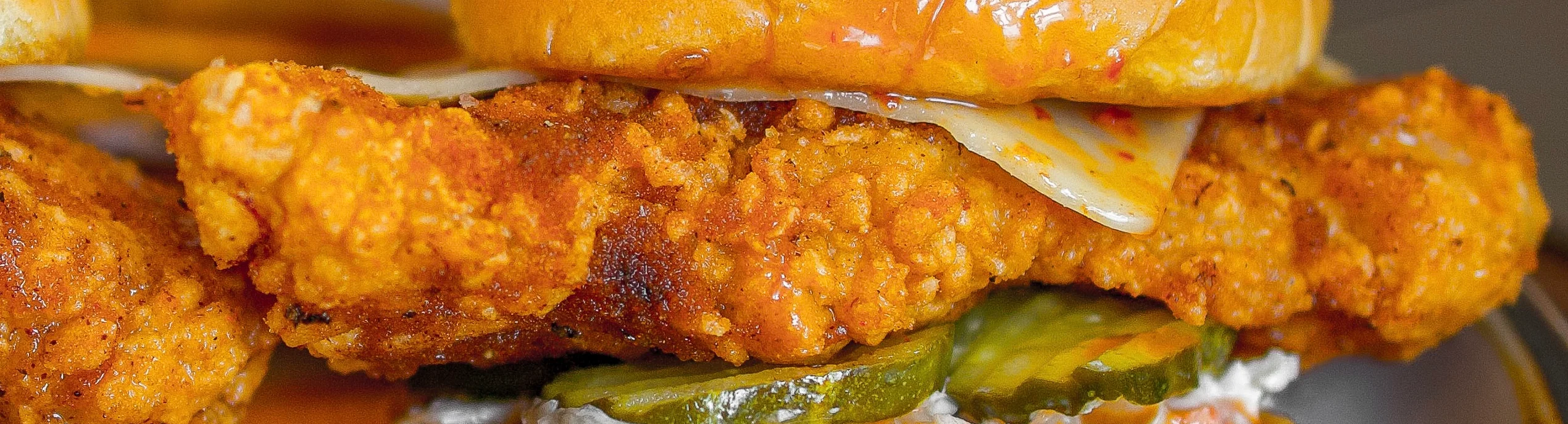 Crispy fried chicken sandwich with pickles