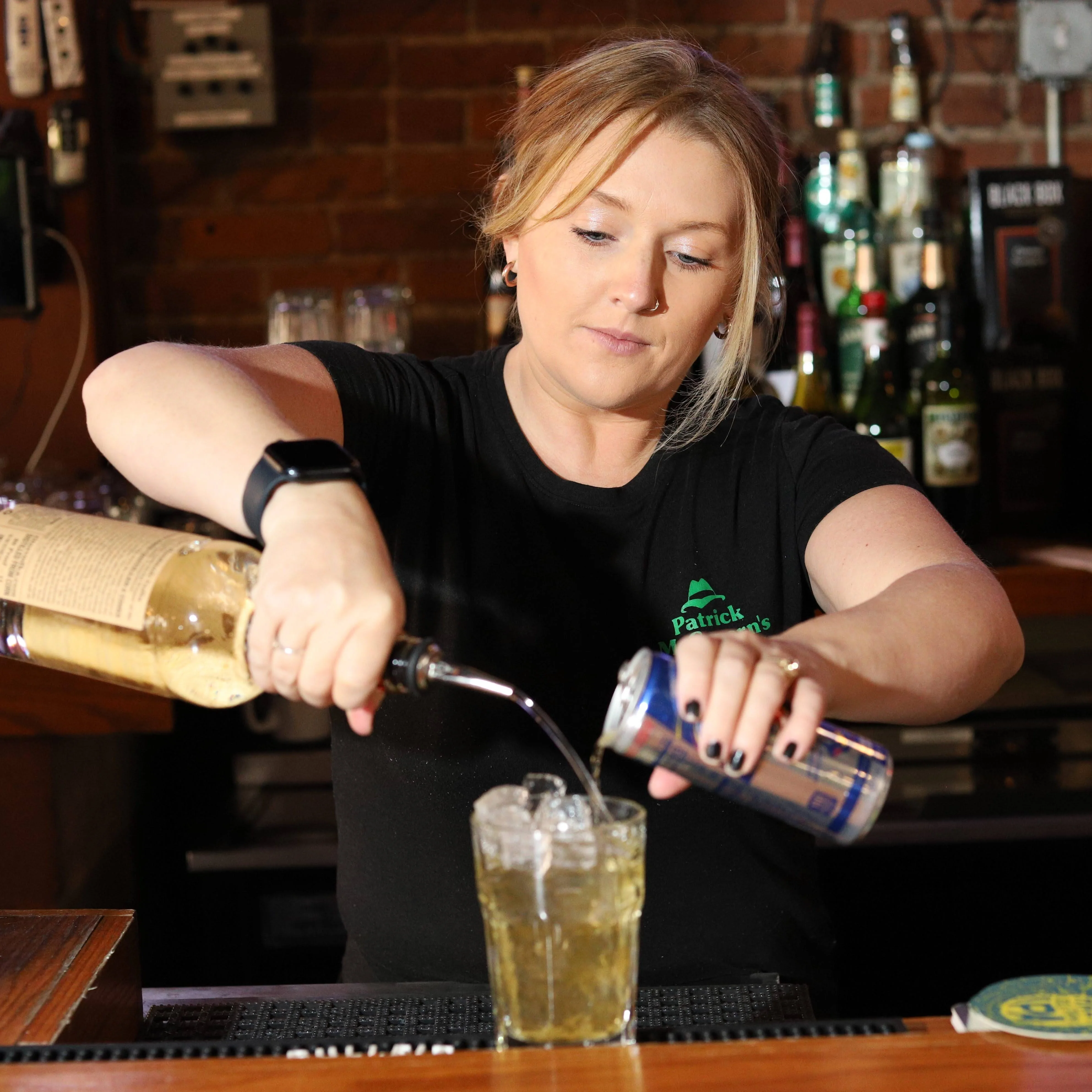 Bartender mixing drink