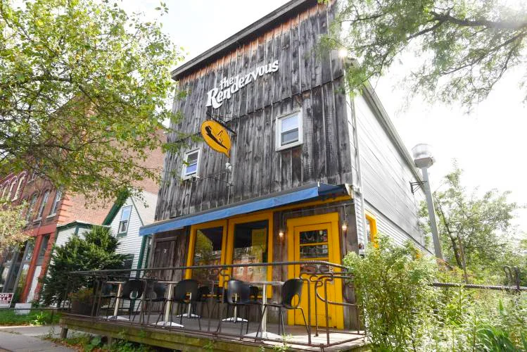 Charming restaurant exterior with rustic wooden facade
