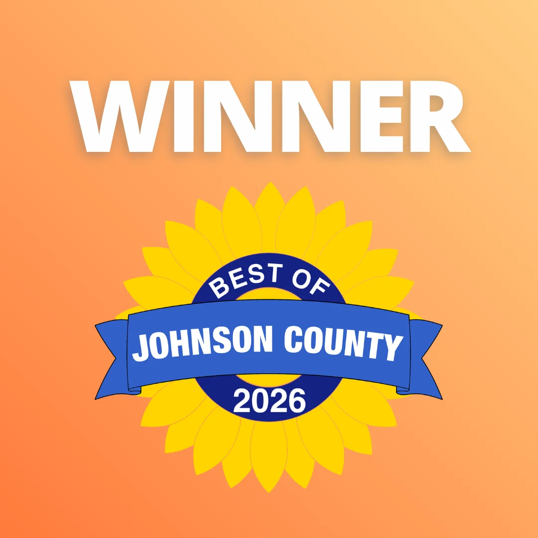 Winner Best of Johnson County 2026 award graphic with sunflower emblem