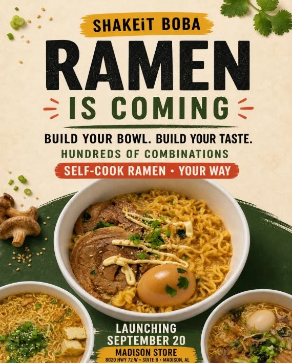 ShakeiT Boba ramen launch poster