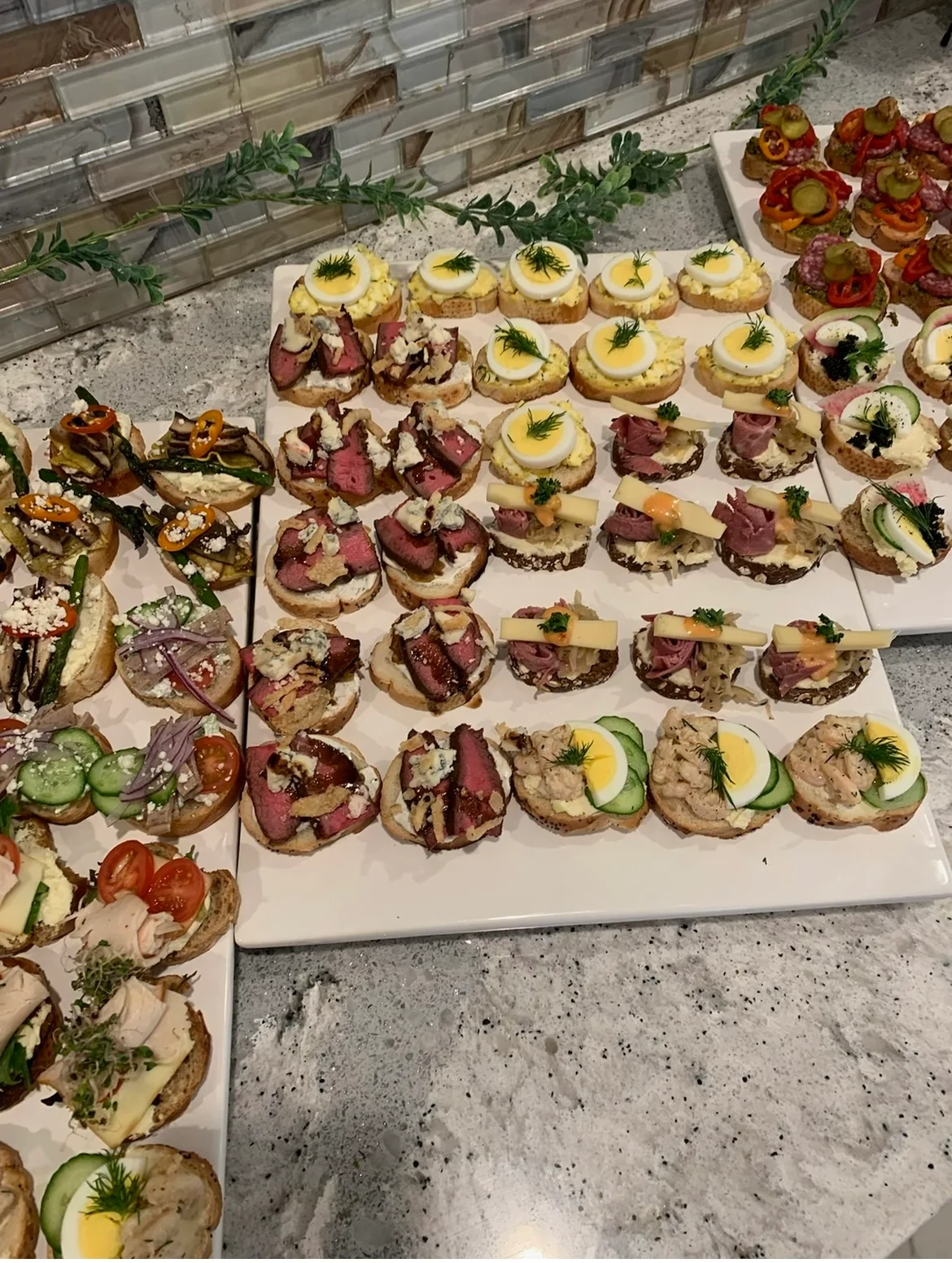 Assorted Scandinavian smørrebrød on a platter