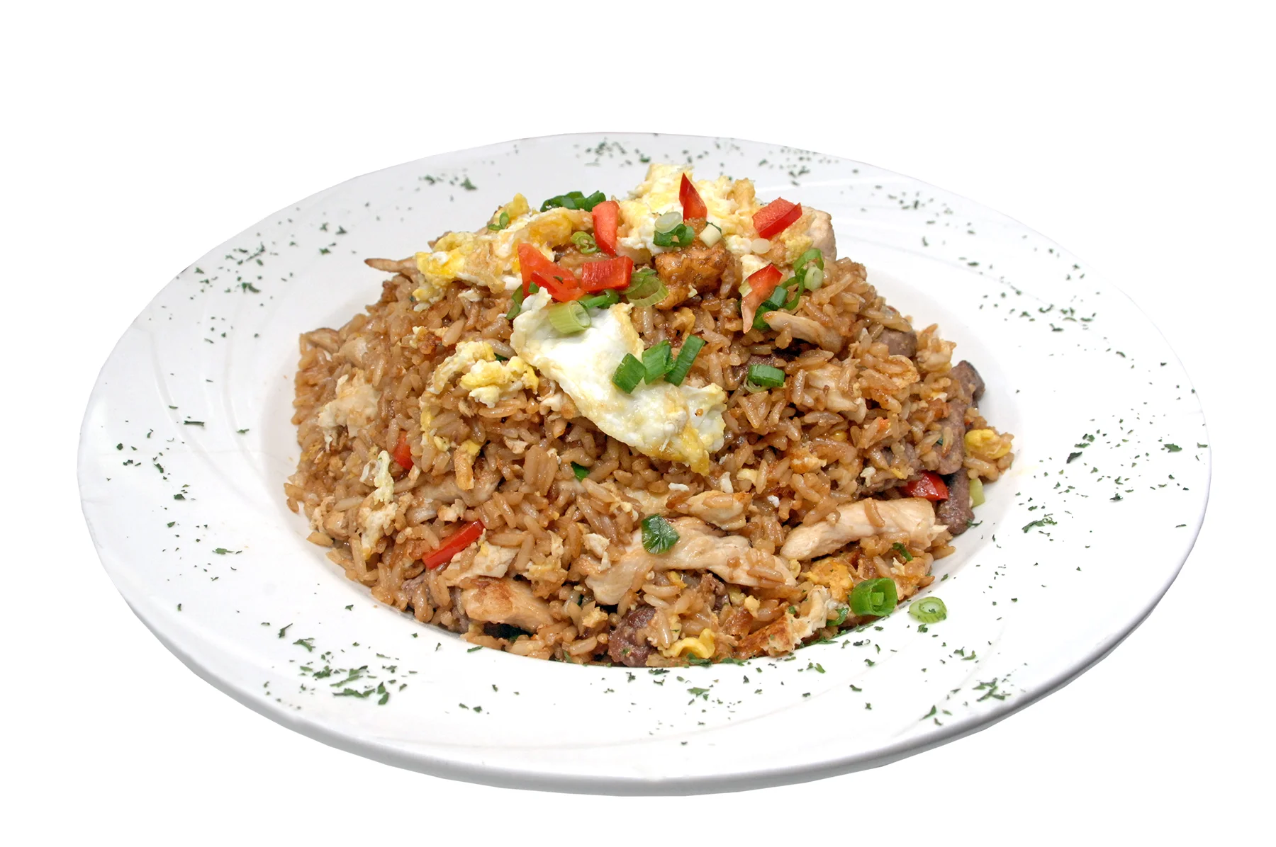Delicious Indonesian fried rice with egg and vegetables