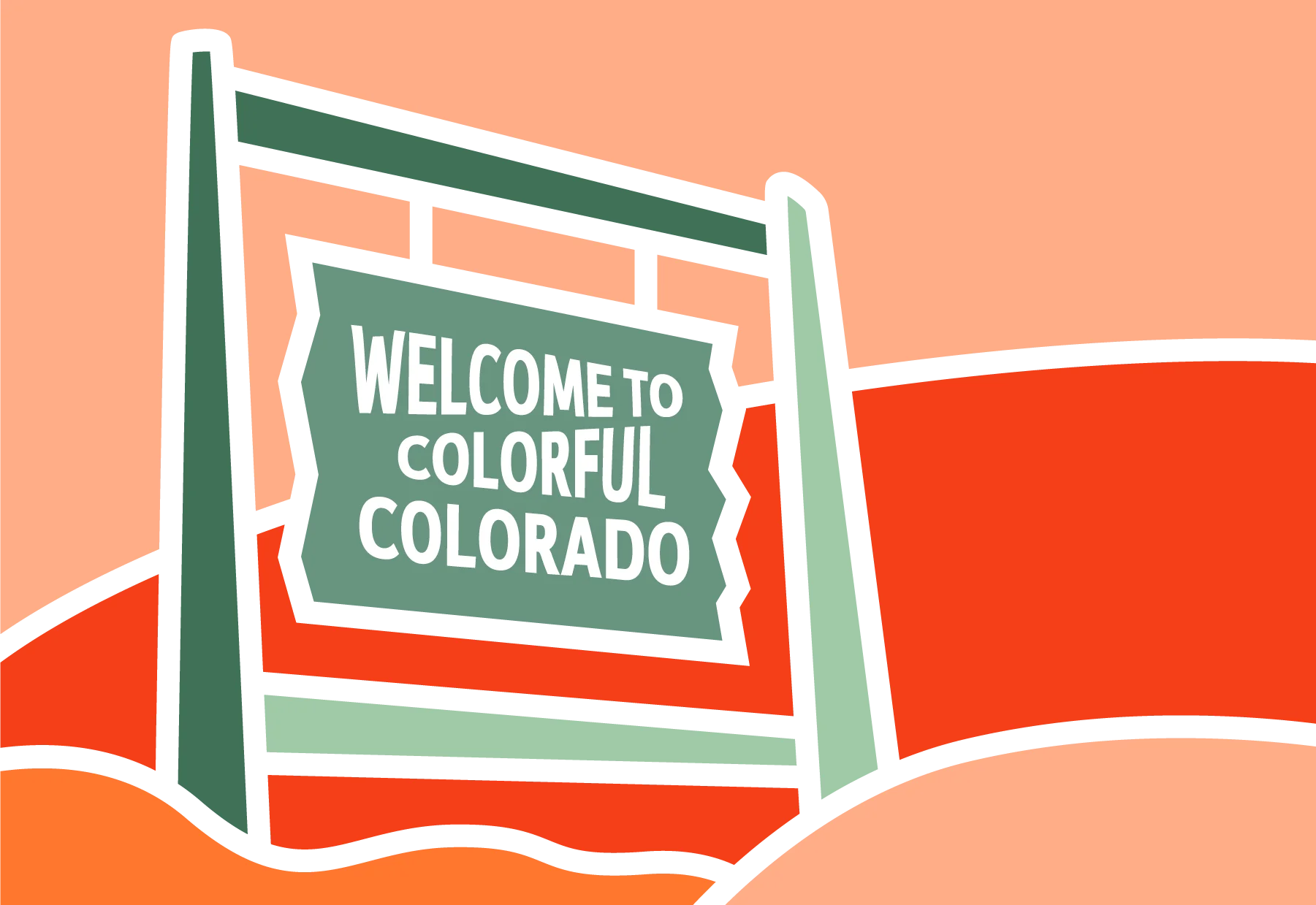 Welcome sign for Colorful Colorado with vibrant colors
