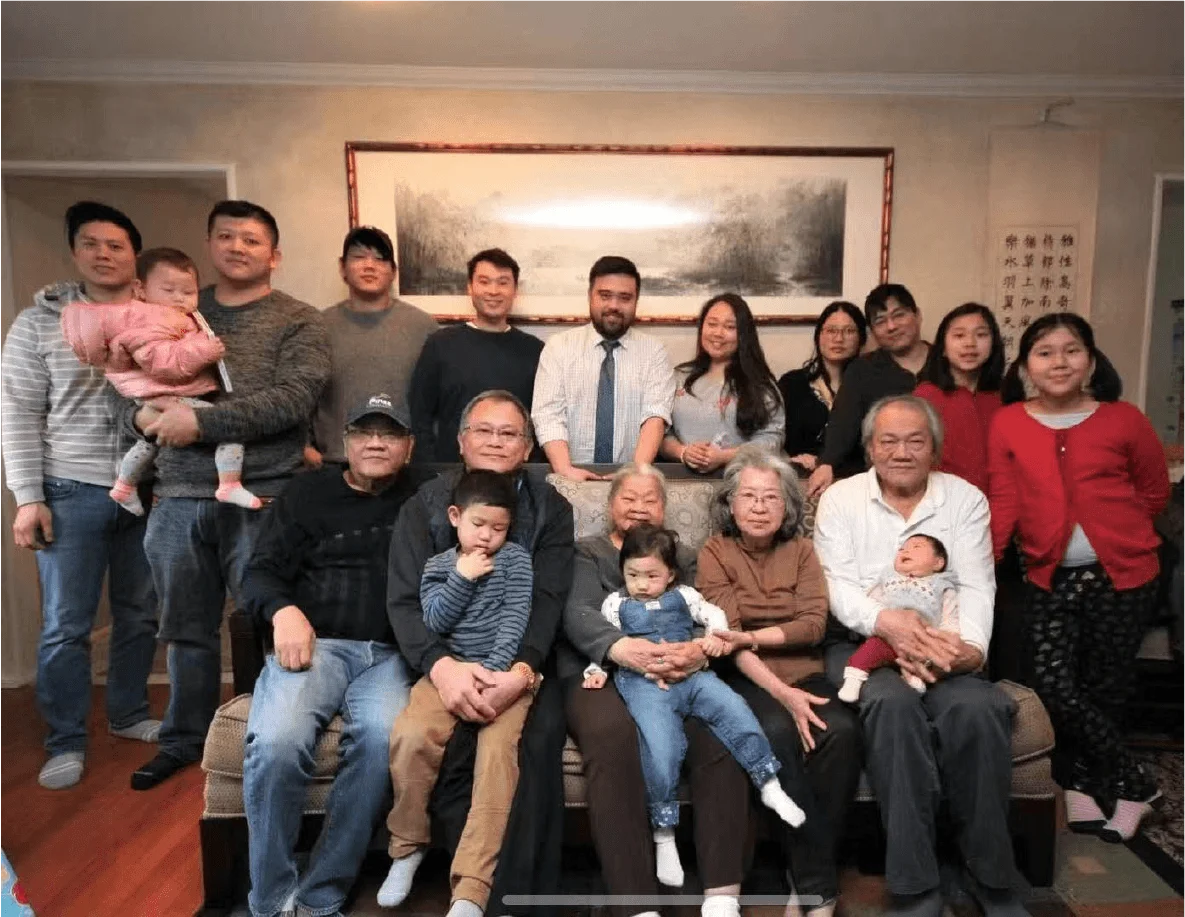 The Yang family, owners of Mahzu Japanese Restaurant in East Windsor, NJ, gathered for a family portrait