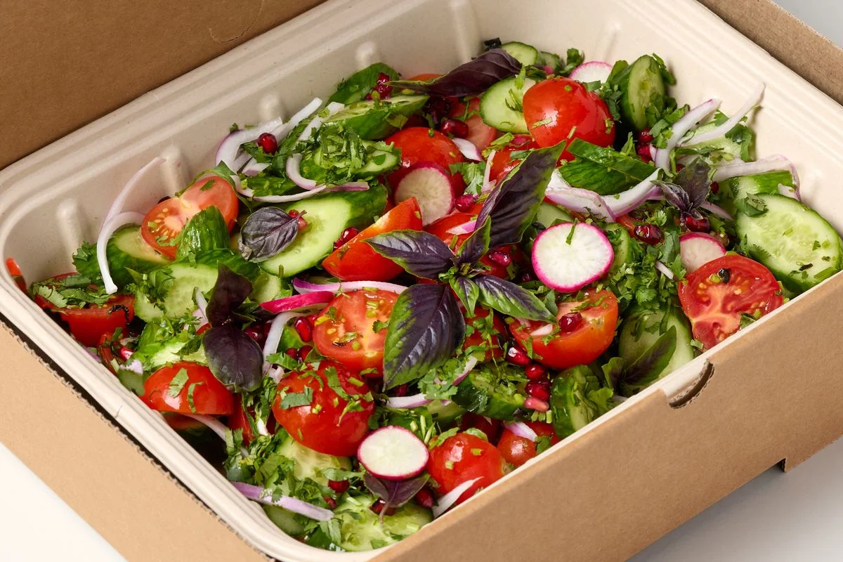Georgian salad and shared trays from Chama Mama catering