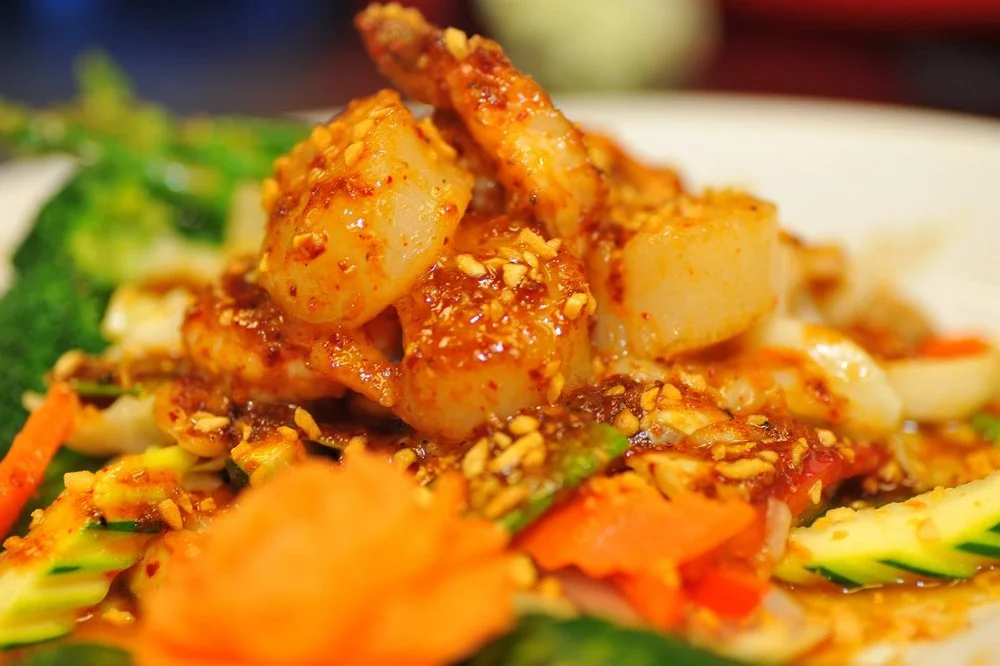 Spicy Thai shrimp stir-fry with vegetables
