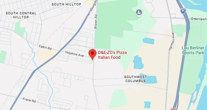 Map location of D&EZO's Pizza in Southwest Columbus