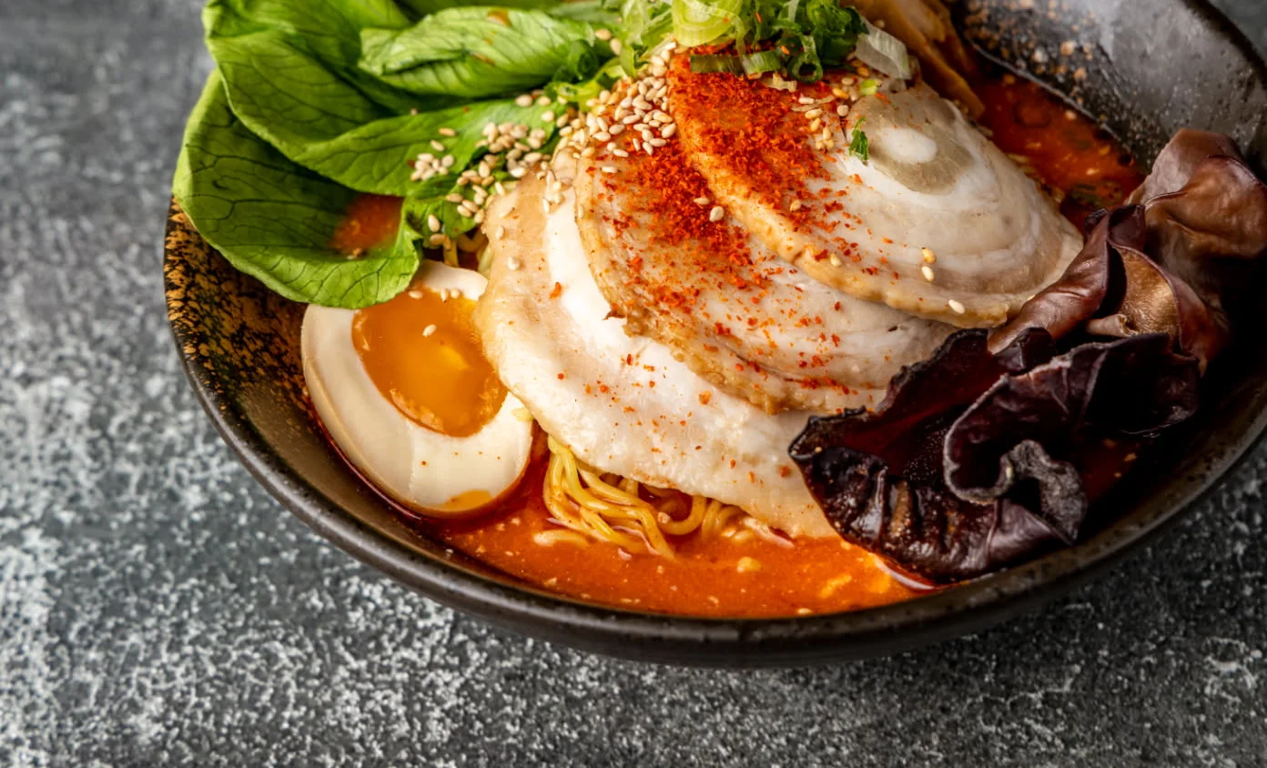 Japanese spicy tonkotsu ramen with chashu pork