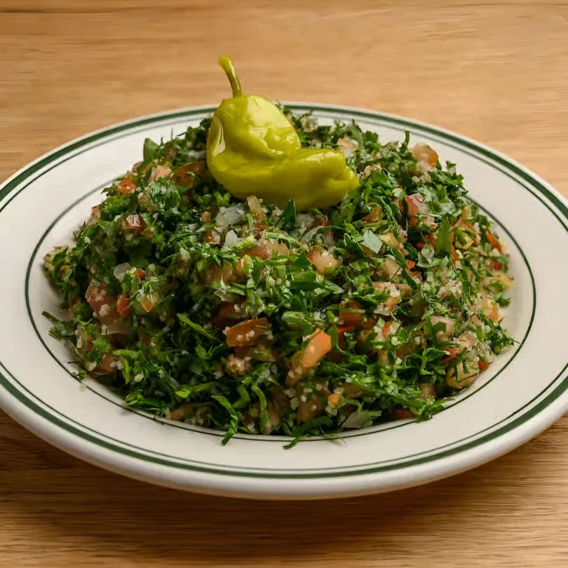 Fresh tabbouleh salad with parsley and tomatoes