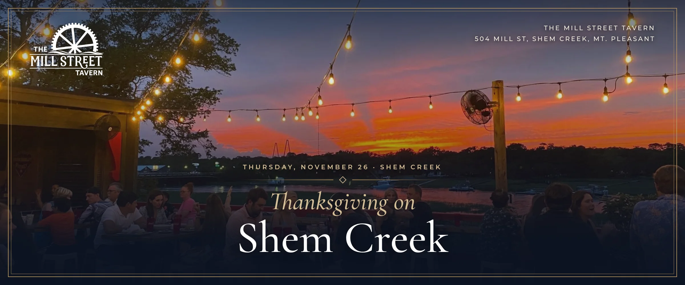 Sunset over Shem Creek from the Mill Street Tavern deck