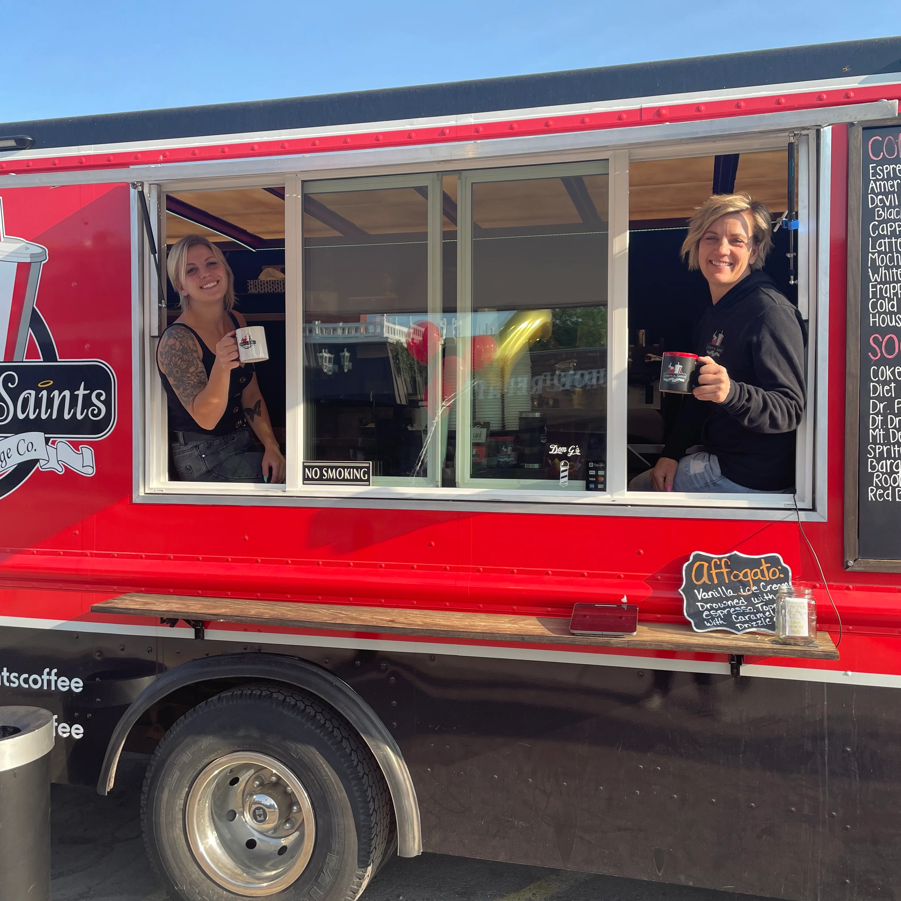 Coffee truck serving beverages with friendly baristas