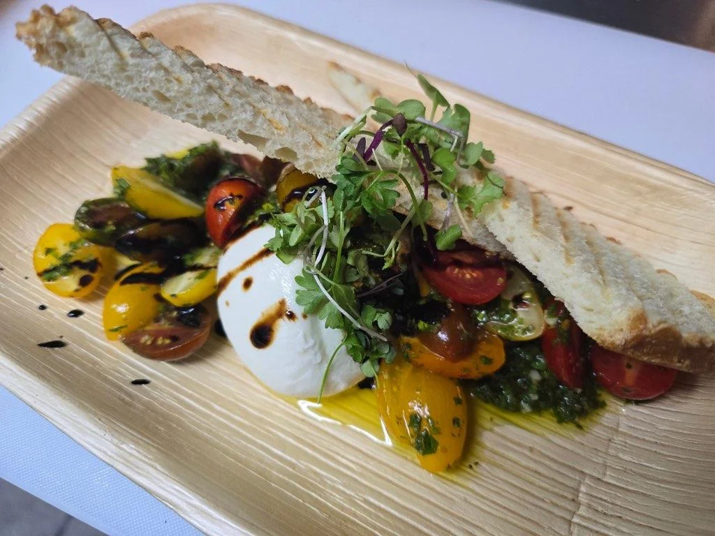 Mediterranean Burrata chimichurri caprese salad