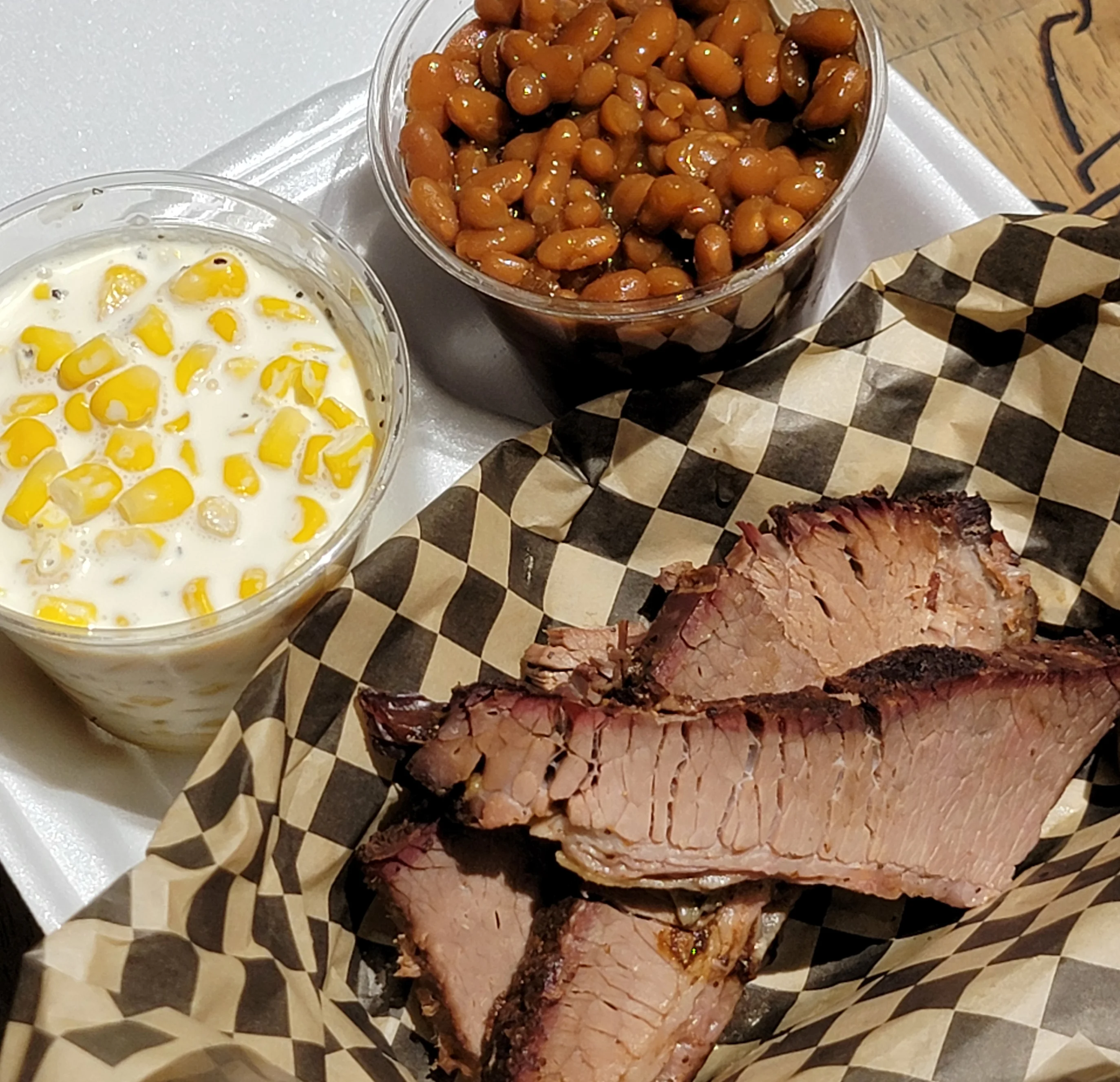 Texas-style smoked brisket with sides
