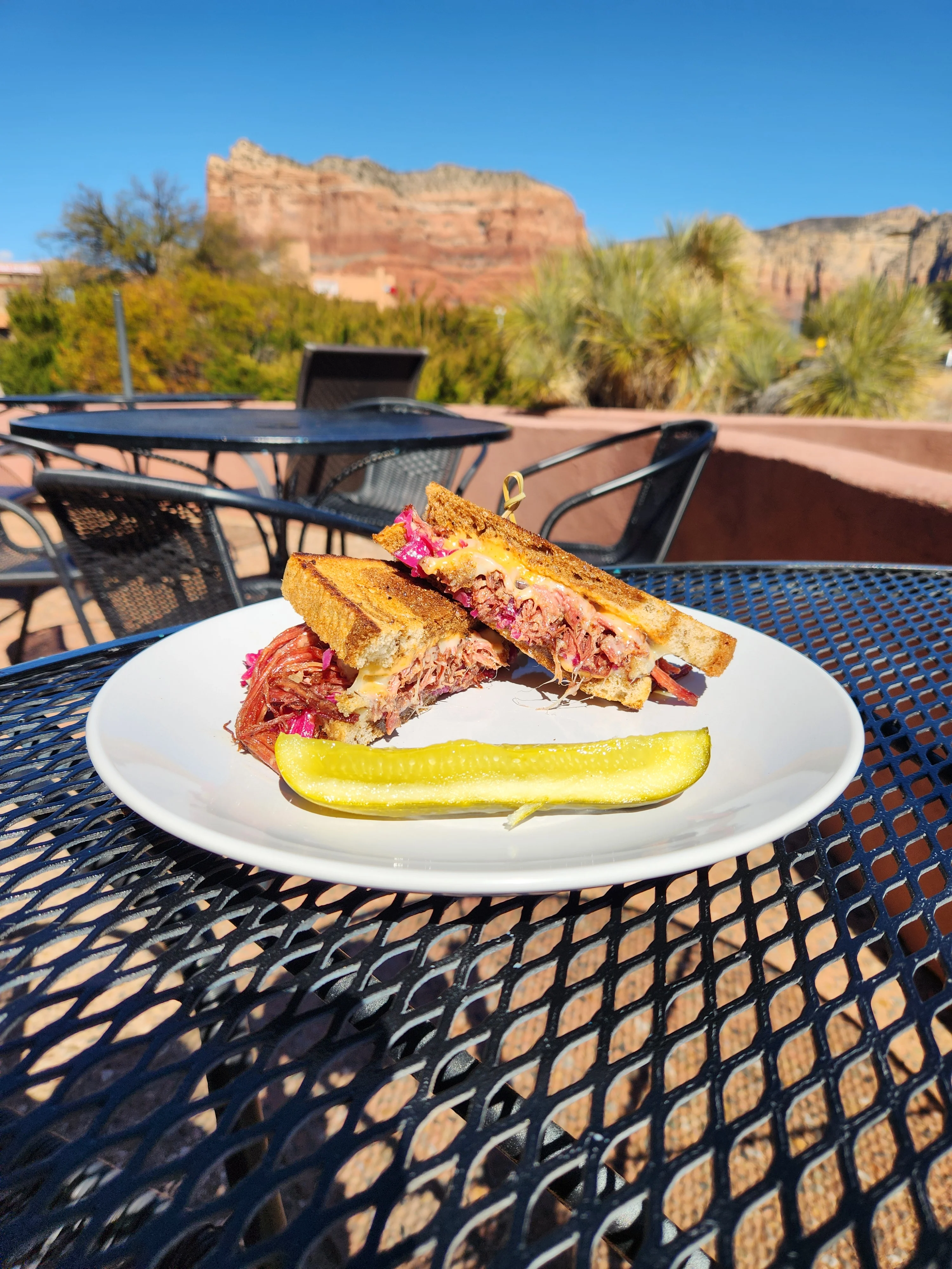 Classic Reuben sandwich with pickles