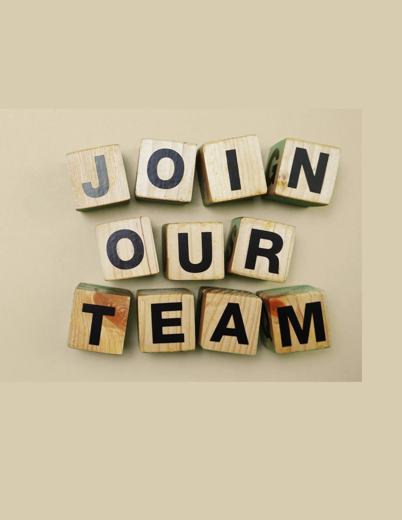 Join our team message in wooden blocks