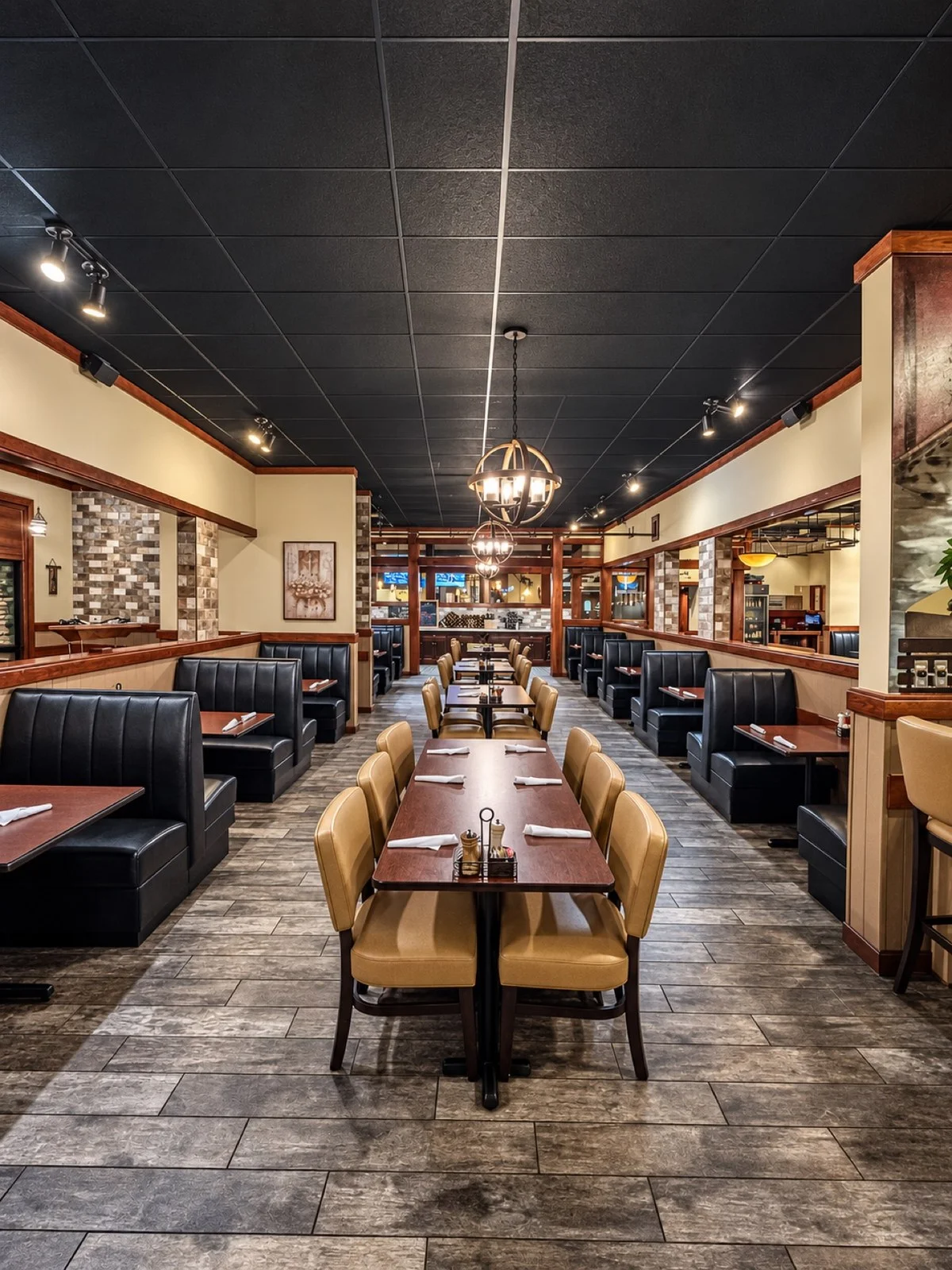 Dining room interior with tables and chairs at Marco's Italian Restaurant in Ashland VA
