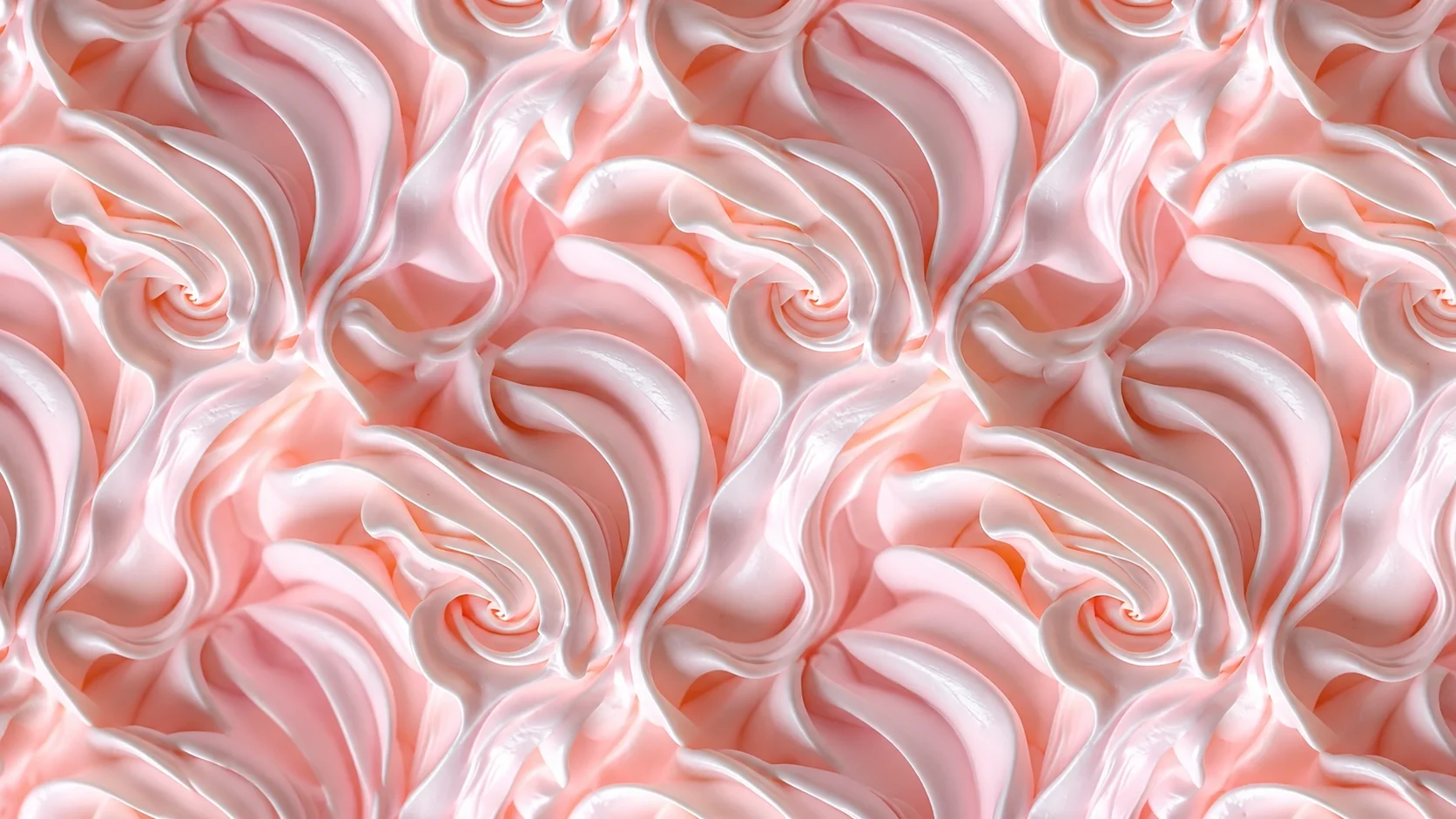 Swirled pink frosting resembling rose petals