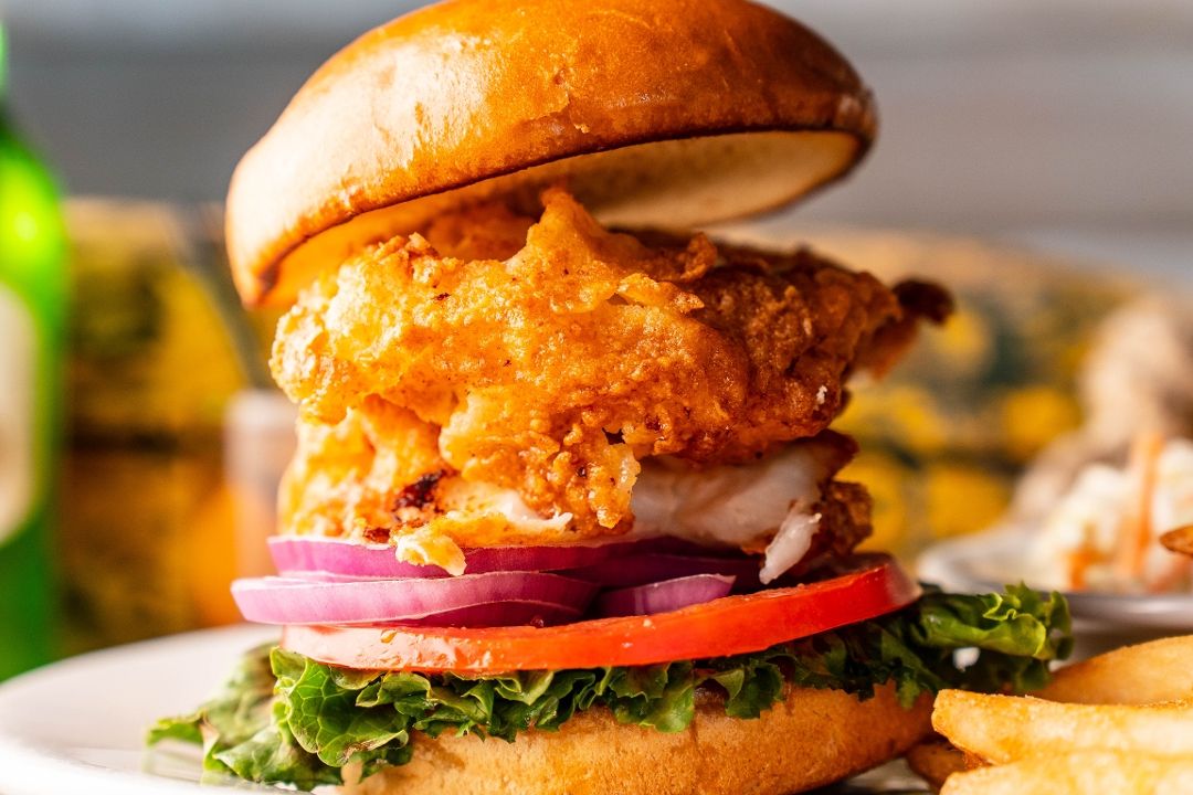 Fried Grouper Sandwich at The Crazy Crab Jarvis Creek