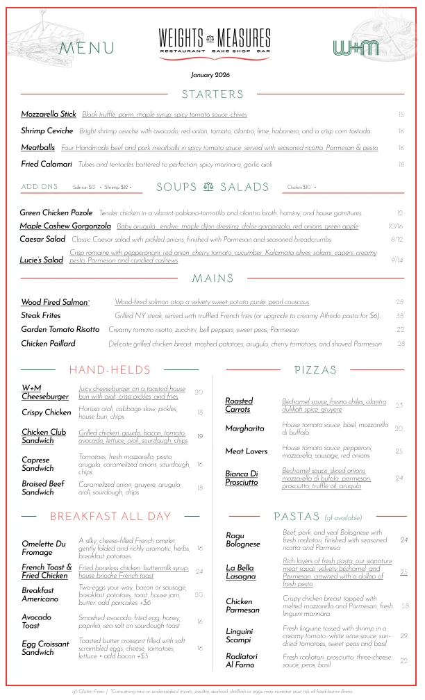 Diverse restaurant menu featuring global cuisine options