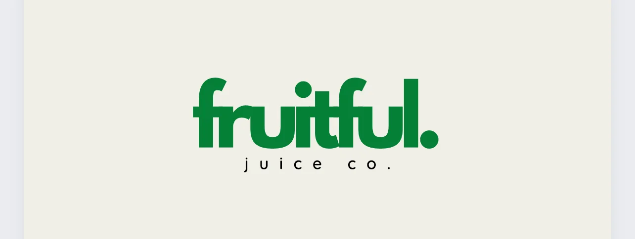 Logo of Fruitful Juice Co. featuring green typography