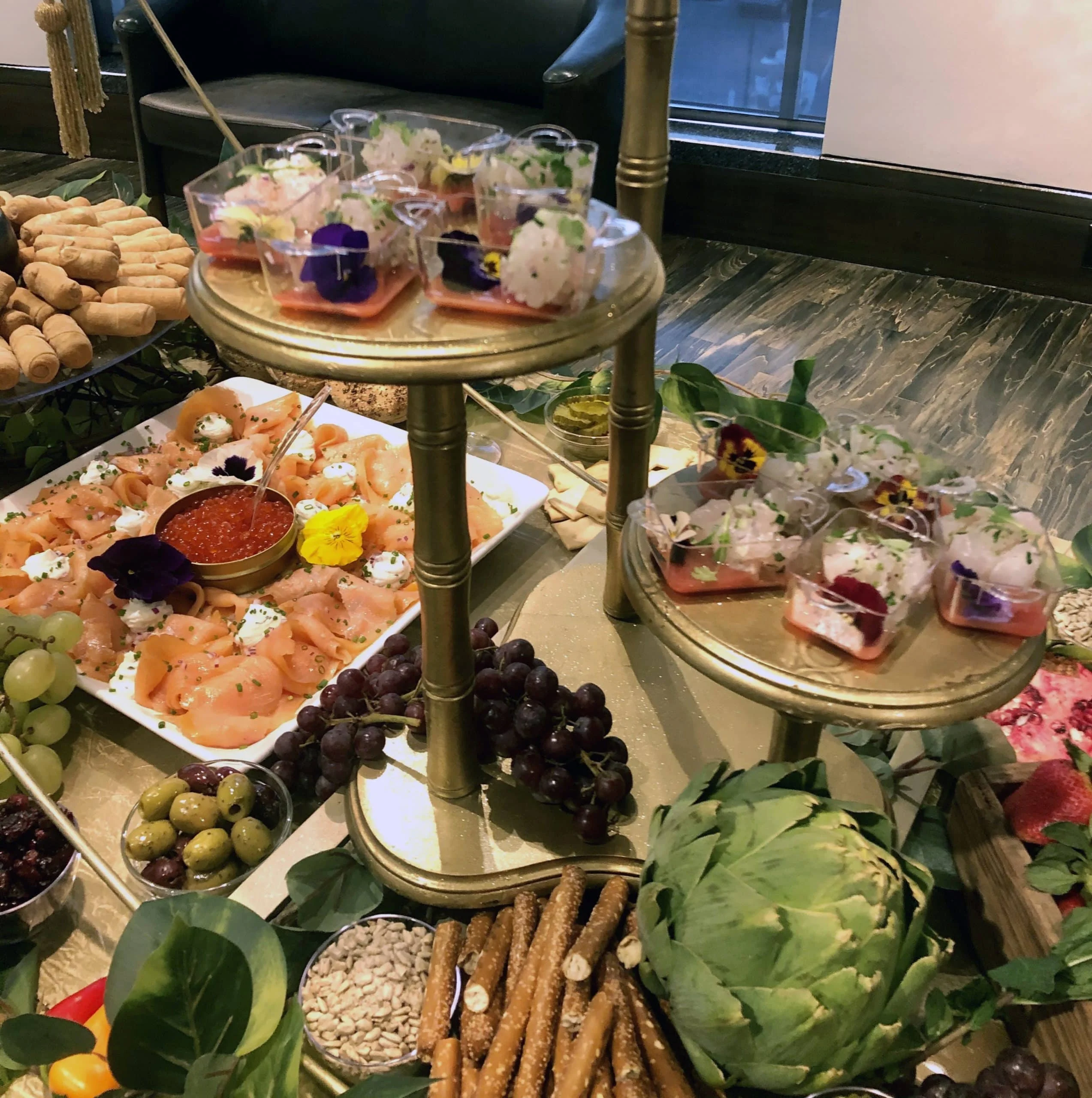 Elegant seafood platter with smoked salmon and garnishes