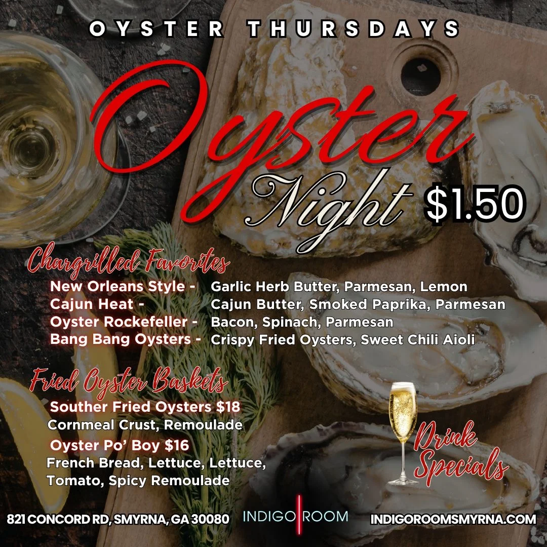 Oyster night menu featuring chargrilled and fried oyster dishes