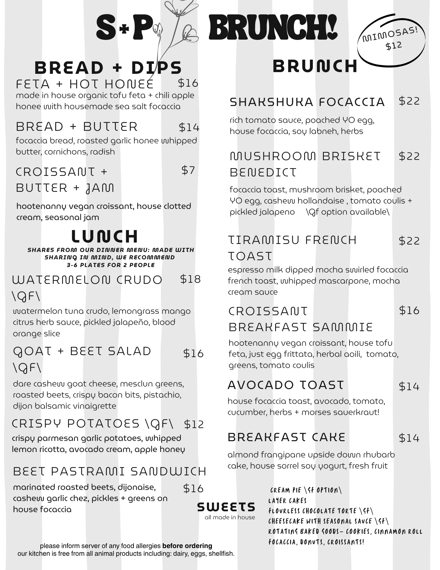 sample brunch menu