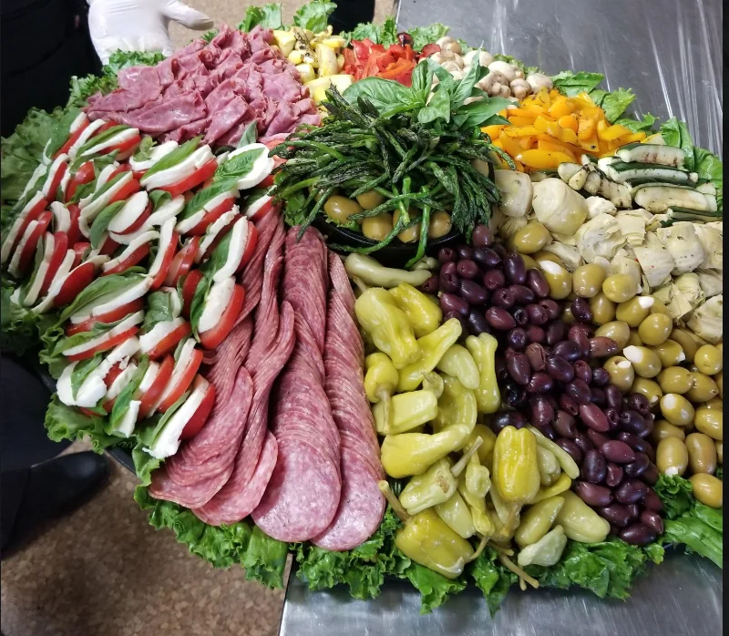 Italian antipasto platter with cured meats and vegetables
