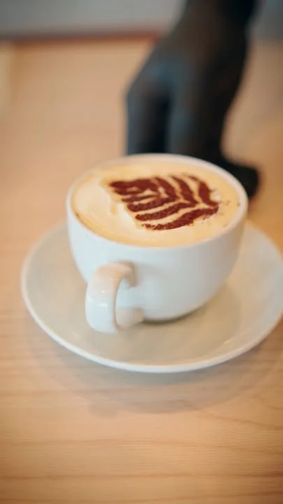 Artisan cappuccino with latte art design