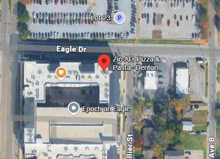 Map location of Zio Al's Pizza & Pasta in Denton, Texas