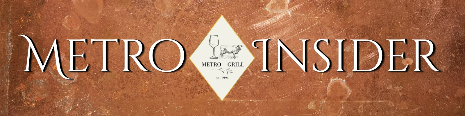 Metro Grill logo with rustic background and elegant typography