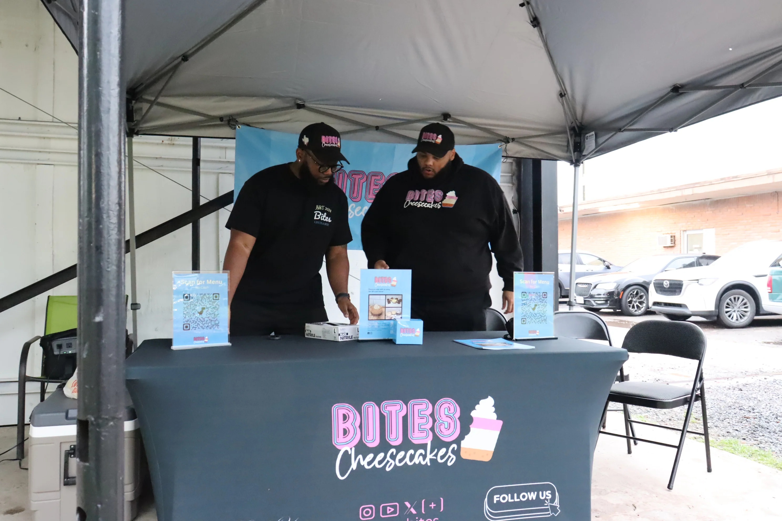 Bites Cheesecakes booth at an outdoor event