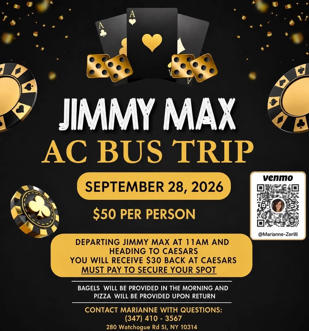Promotional poster for a bus trip to Caesars Casino