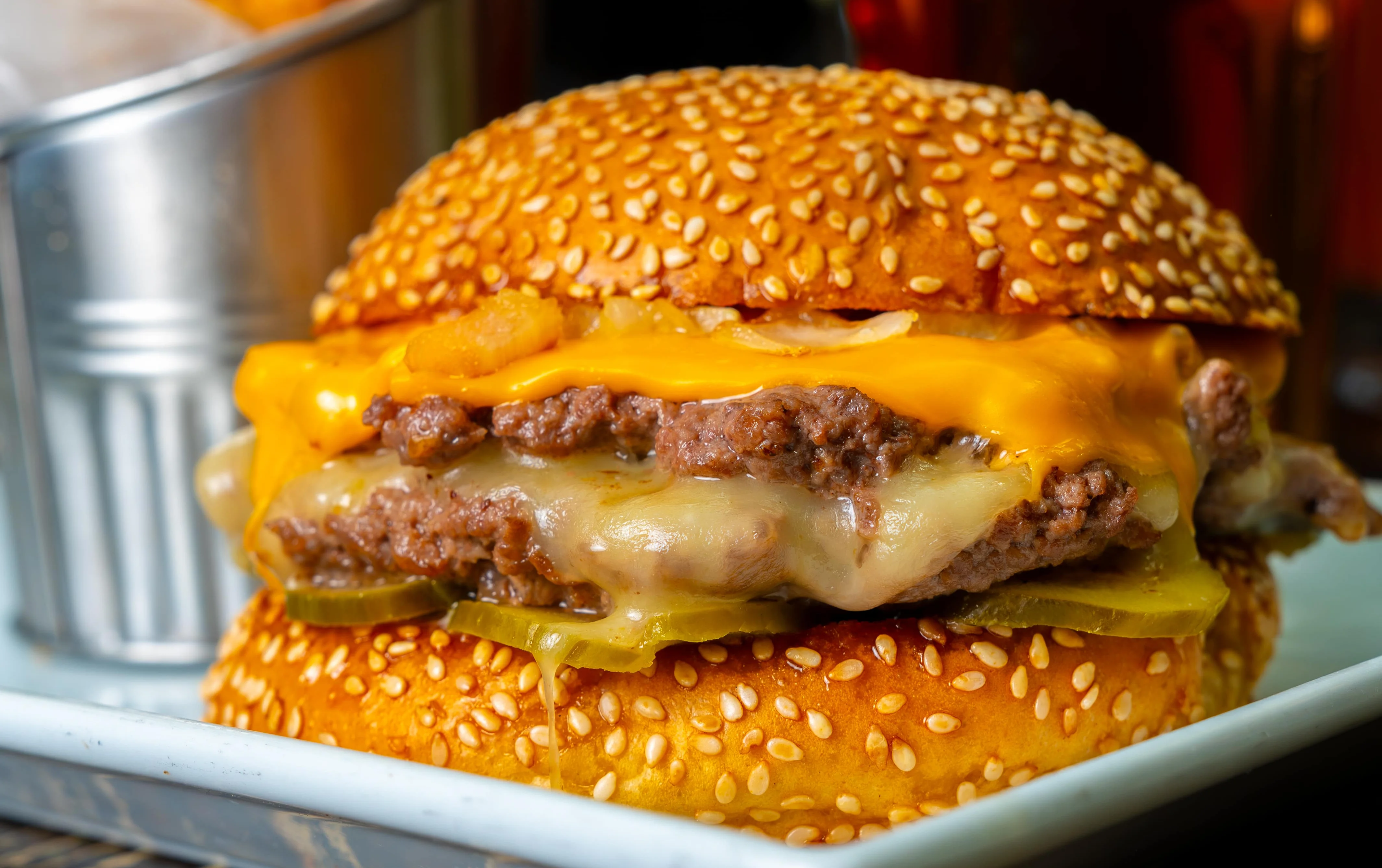 The smash burger from Logan 11's Bar and Kitchen