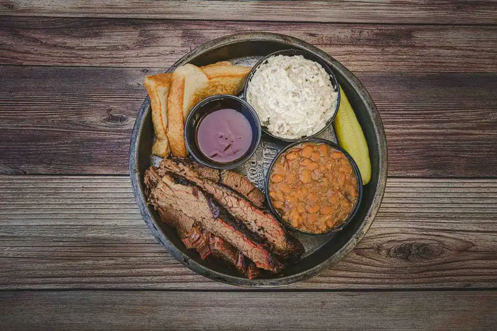 Brisket toast beans potatoes