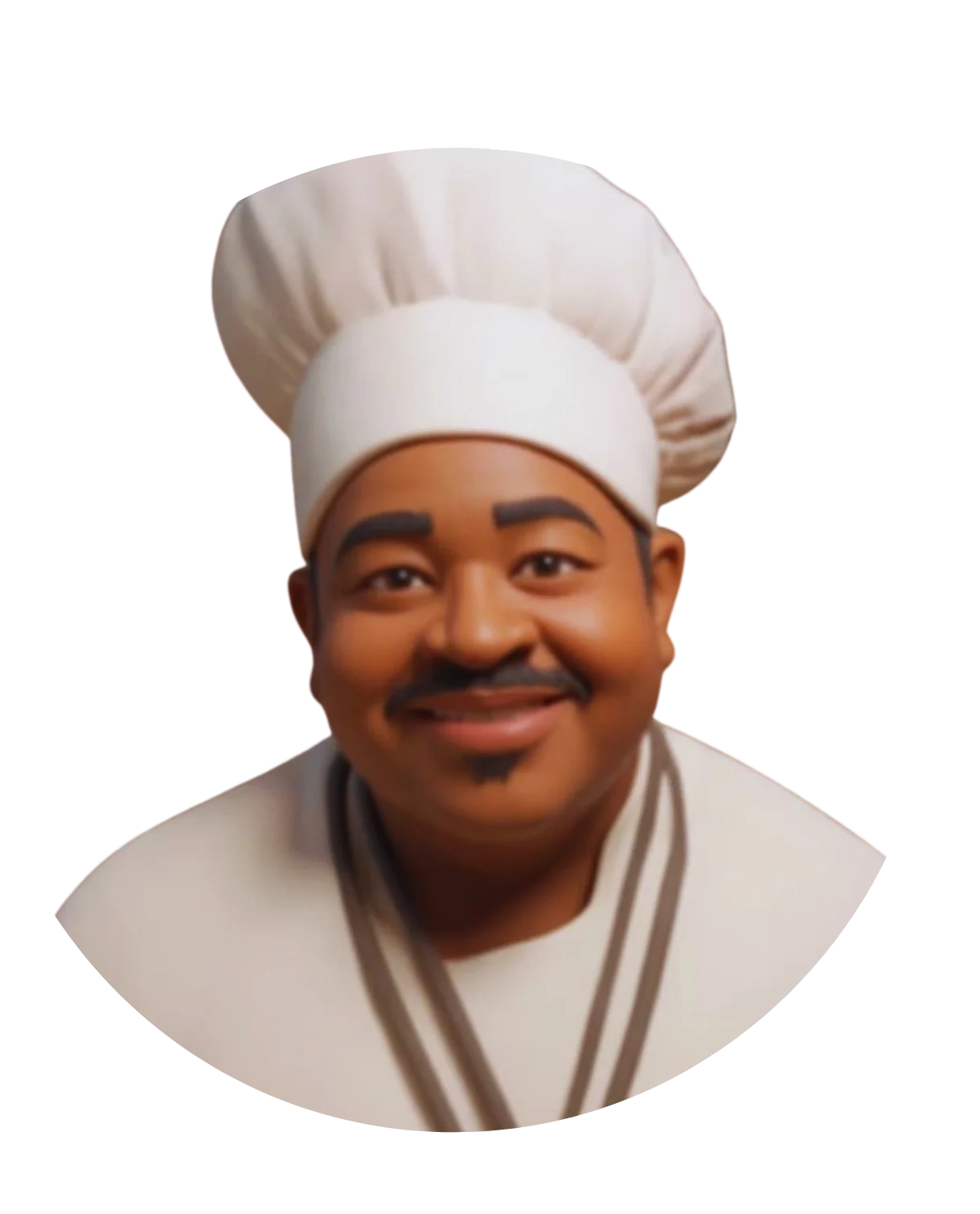 Animated chef character with a medal and chef hat