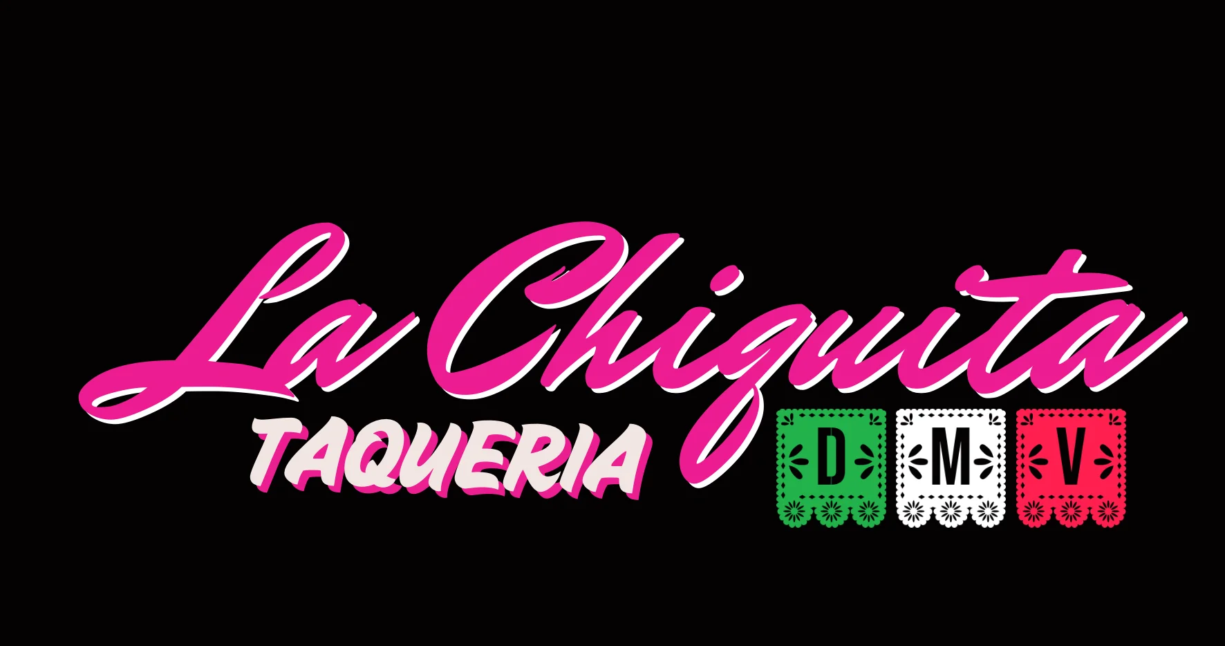 Logo of La Chiquita Taqueria featuring vibrant colors and festive design