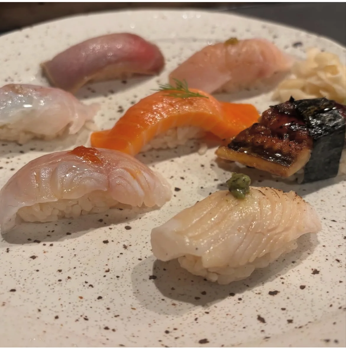 Assorted sushi platter featuring nigiri and sashimi