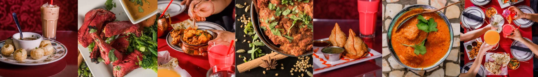 A banner showcasing catering options from Mint Indian Restaurant in Denver, featuring a delicious variety of appetizers, tandoori kebabs, and signature curries for any special event.